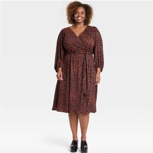 NWOT Ava & Viv Cheeta Faux Wrap Dress Size 3X